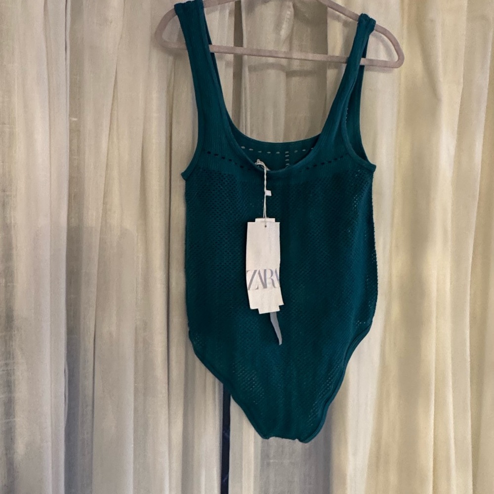 Zara Green Bodysuit with Thick Straps